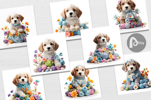 Digital Paper Puppy Easter Embroidery Digital Pattern artnoy 