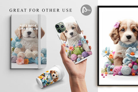 Digital Paper Puppy Easter Embroidery Digital Pattern artnoy 