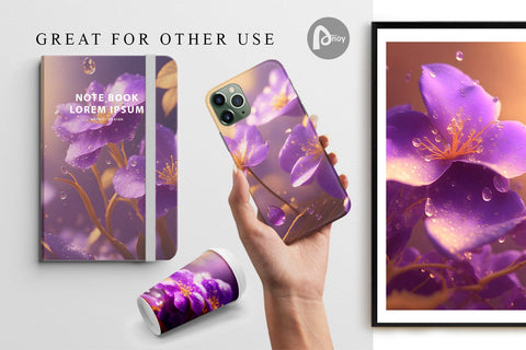 Digital Paper Purple Flowers Background Digital Pattern artnoy 