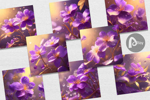 Digital Paper Purple Flowers Background Digital Pattern artnoy 