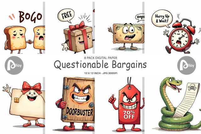 Digital Paper Questionable Bargains Digital Pattern artnoy 