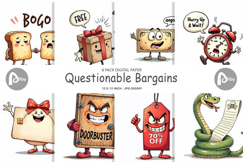 Digital Paper Questionable Bargains Digital Pattern artnoy 