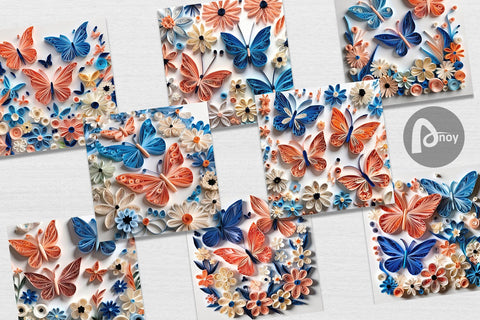 Digital Paper Quilling Butterflies Digital Pattern artnoy 