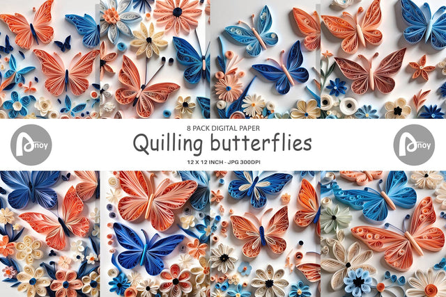 Digital Paper Quilling Butterflies Digital Pattern artnoy 