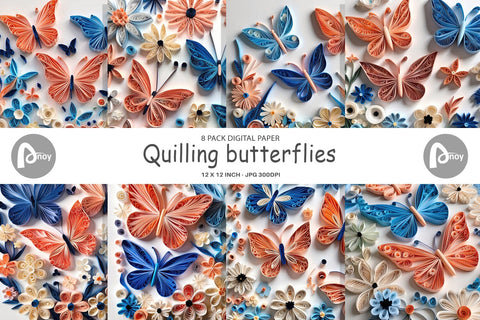 Digital Paper Quilling Butterflies Digital Pattern artnoy 
