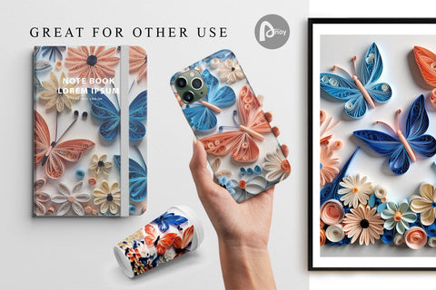 Digital Paper Quilling Butterflies Digital Pattern artnoy 