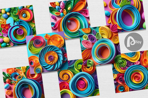 Digital Paper Quilling Paper Colorful Digital Pattern artnoy 