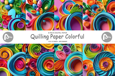 Digital Paper Quilling Paper Colorful Digital Pattern artnoy 