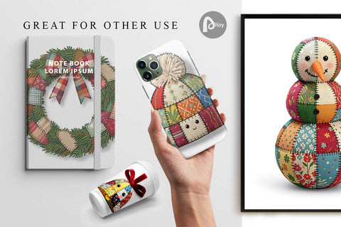 Digital Paper Quilted Winter Decor Patchwork Digital Pattern artnoy 