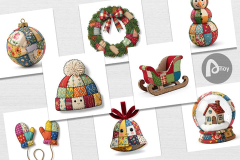 Digital Paper Quilted Winter Decor Patchwork Digital Pattern artnoy 