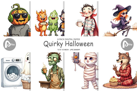 Digital Paper Quirky Halloween Digital Pattern artnoy 