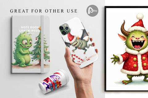 Digital Paper Quirky Monster Christmas Digital Pattern artnoy 