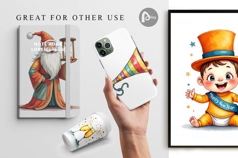 Digital Paper Quirky New Year Digital Pattern artnoy 