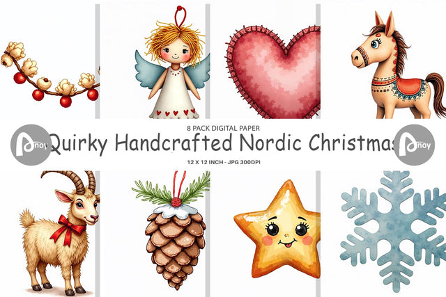 Digital Paper Quirky Nordic Crafts Digital Pattern artnoy 