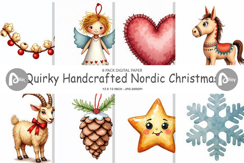 Digital Paper Quirky Nordic Crafts Digital Pattern artnoy 