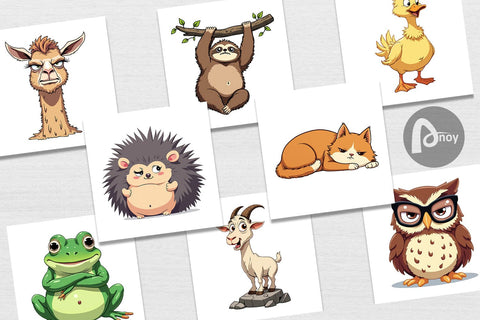 Digital Paper Quirky Sarcastic Animals Digital Pattern artnoy 