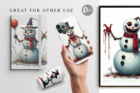 Digital Paper Quirky Snowman Digital Pattern artnoy 