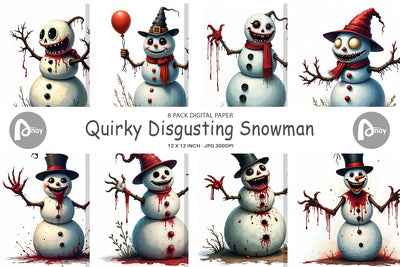 Digital Paper Quirky Snowman Digital Pattern artnoy 
