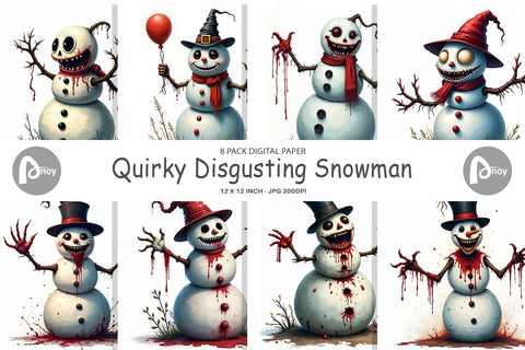 Digital Paper Quirky Snowman Digital Pattern artnoy 