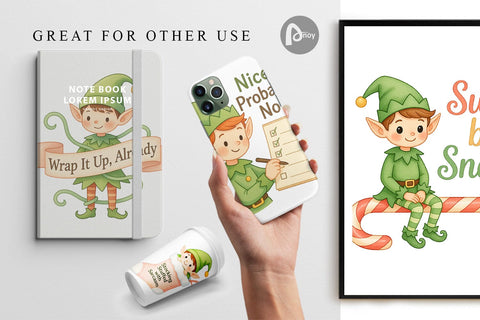 Digital Paper Quotes Watercolor Elf Antics and Sarcasm Digital Pattern artnoy 