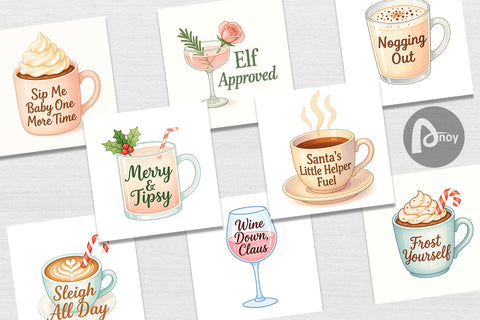 Digital Paper Quotes Watercolor Holiday Beverage Humor Digital Pattern artnoy 