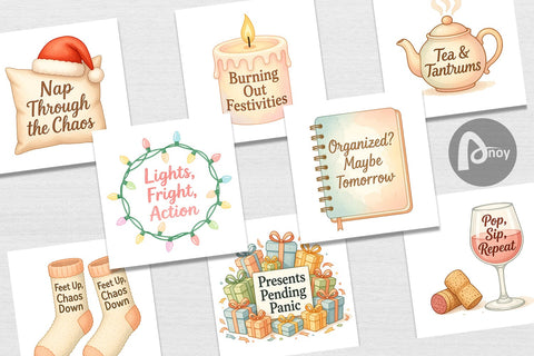 Digital Paper Quotes Watercolor Holiday Chaos Essentials Digital Pattern artnoy 