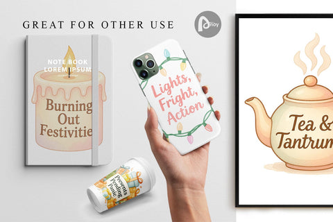 Digital Paper Quotes Watercolor Holiday Chaos Essentials Digital Pattern artnoy 