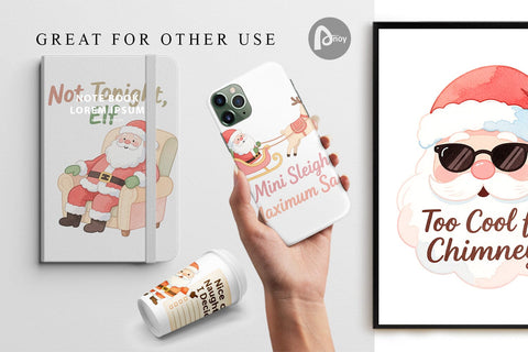 Digital Paper Quotes Watercolor Sassy Santa Claus Digital Pattern artnoy 