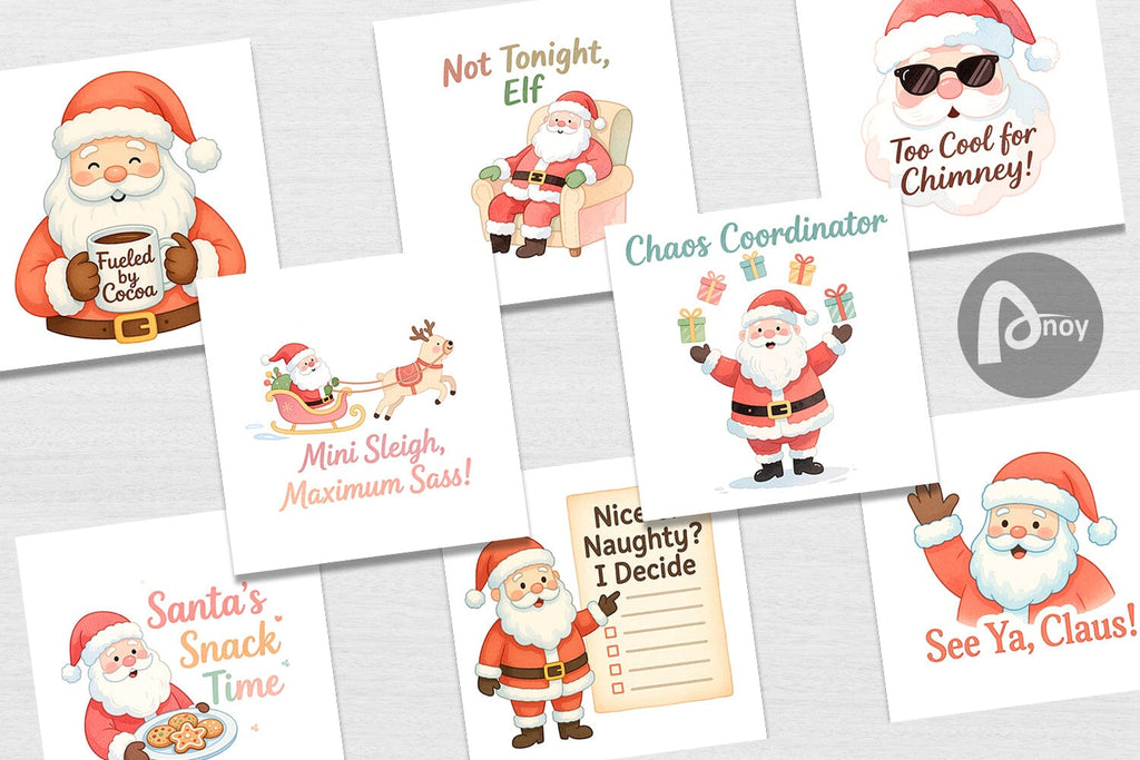 Digital Paper Quotes Watercolor Sassy Santa Claus - So Fontsy