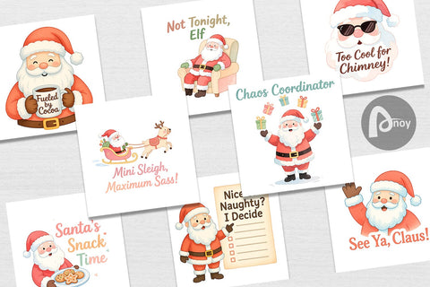 Digital Paper Quotes Watercolor Sassy Santa Claus Digital Pattern artnoy 