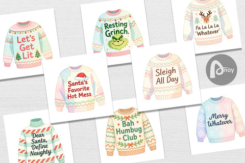 Digital Paper Quotes Watercolor Ugly Sweater Sass Digital Pattern artnoy 