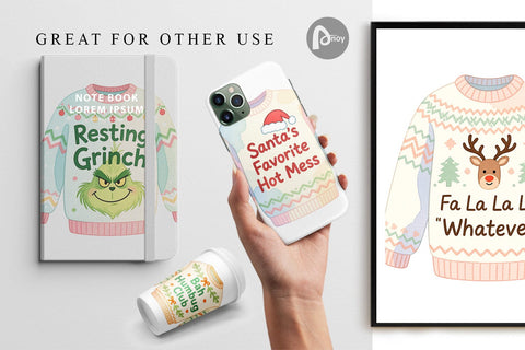 Digital Paper Quotes Watercolor Ugly Sweater Sass Digital Pattern artnoy 