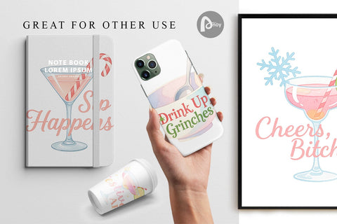 Digital Paper Quotes Watercolor Wine and Whine Holidays Digital Pattern artnoy 