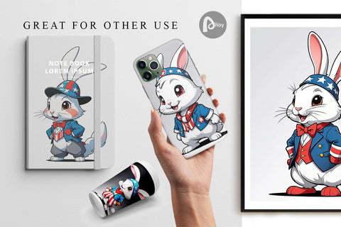 Digital Paper Rabbit 4th of July Digital Pattern artnoy 