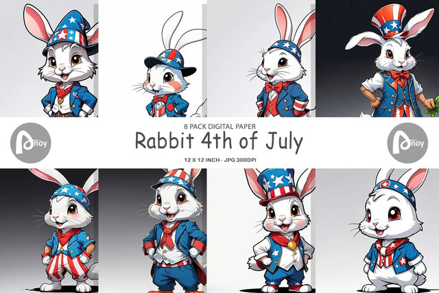 Digital Paper Rabbit 4th of July Digital Pattern artnoy 
