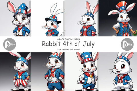 Digital Paper Rabbit 4th of July Digital Pattern artnoy 