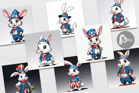 Digital Paper Rabbit 4th of July Digital Pattern artnoy 