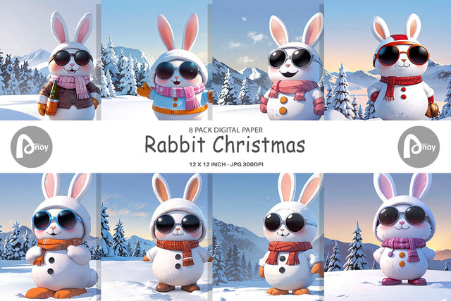 Digital Paper Rabbit Christmas Digital Pattern artnoy 