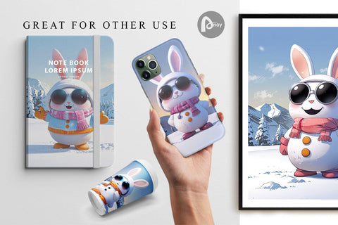 Digital Paper Rabbit Christmas Digital Pattern artnoy 