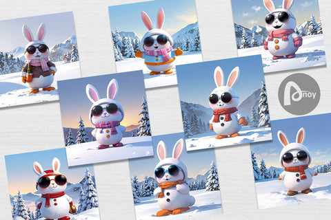 Digital Paper Rabbit Christmas Digital Pattern artnoy 