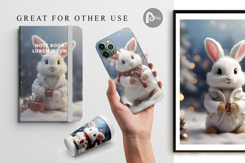 Digital Paper Rabbit Christmas Digital Pattern artnoy 