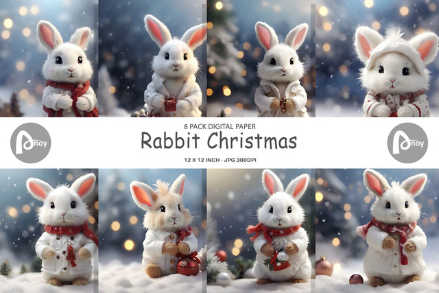 Digital Paper Rabbit Christmas Digital Pattern artnoy 