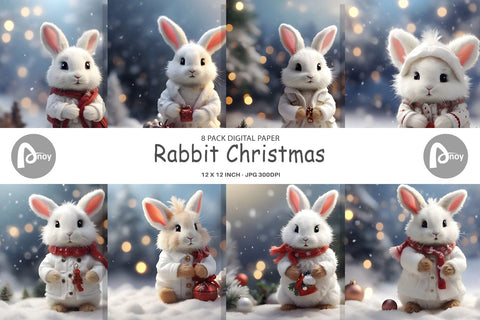 Digital Paper Rabbit Christmas Digital Pattern artnoy 