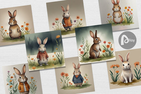 Digital Paper Rabbit illustration Digital Pattern artnoy 