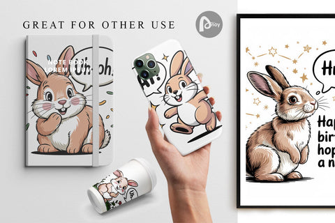 Digital Paper Rabbit Mood Digital Pattern artnoy 