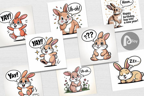 Digital Paper Rabbit Mood Digital Pattern artnoy 