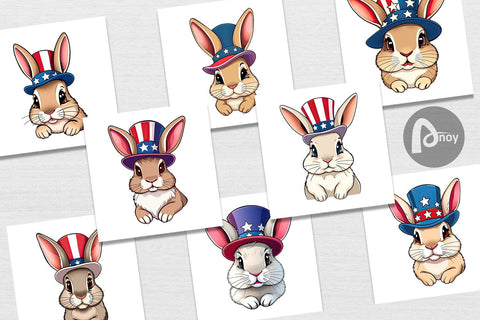 Digital Paper Rabbit Patriotic Digital Pattern artnoy 