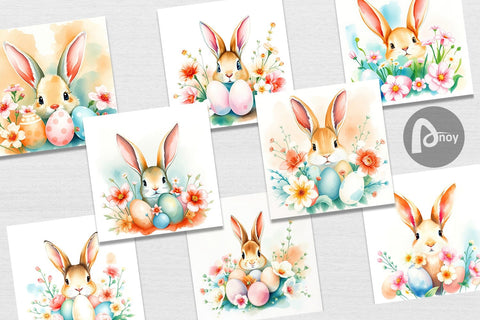 Digital Paper Rabbit Peeking Digital Pattern artnoy 