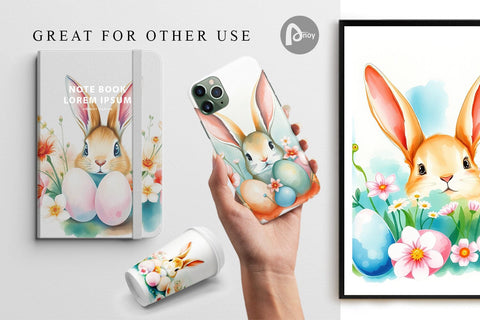 Digital Paper Rabbit Peeking Digital Pattern artnoy 