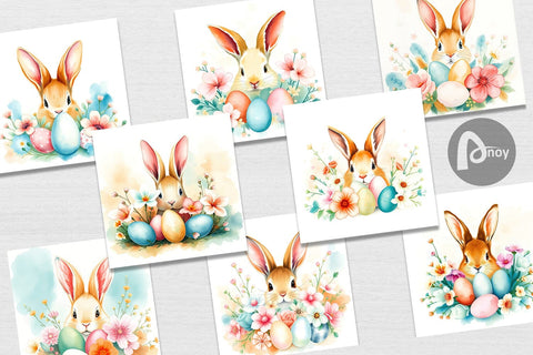 Digital Paper Rabbit Peeking Digital Pattern artnoy 